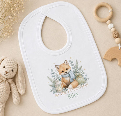 Personalised First Christmas Baby Outfit 2026, Fox Vest, Sleepsuit