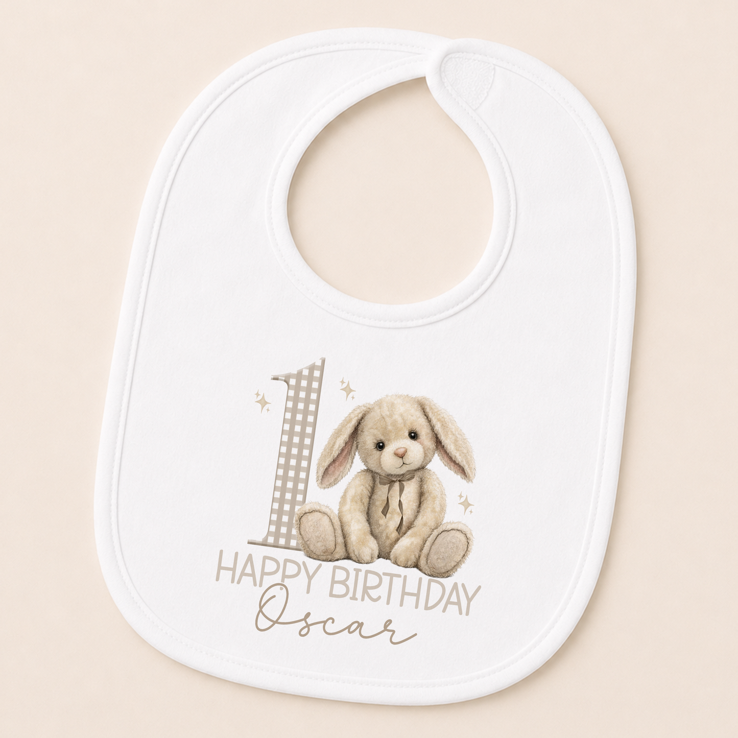 Personalised 1st birthday bunny t-shirt with custom name printed on cotton