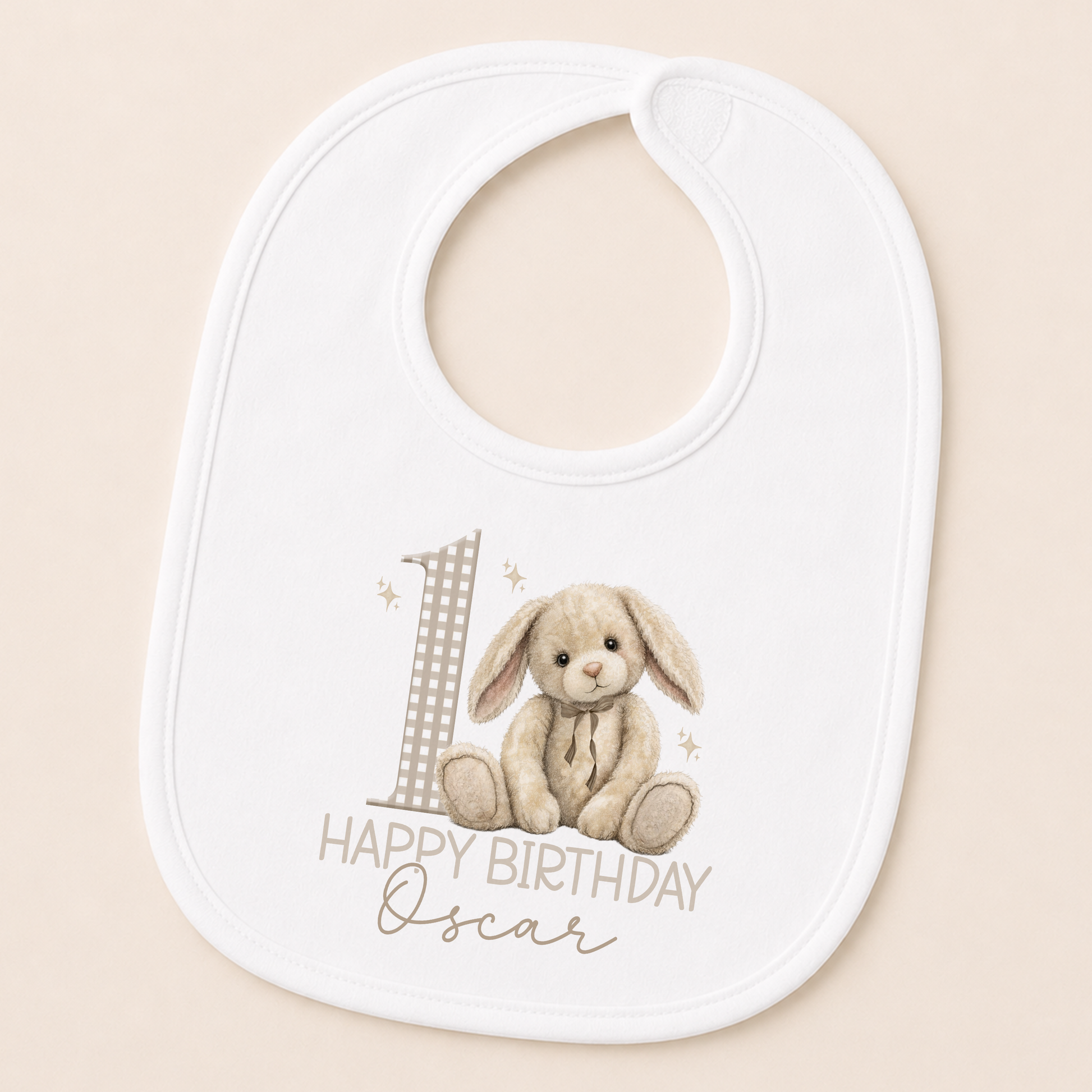 Personalised 1st birthday bunny t-shirt with custom name printed on cotton