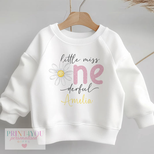 Personalised One – derful First Birthday Jumper, Girls 1st Birthday Outfit, - 6-12m SWEATSHIRT
