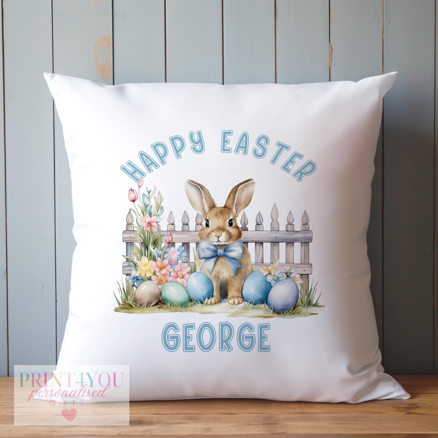 Personalised bunny cushion cover with custom name, cushion cover only