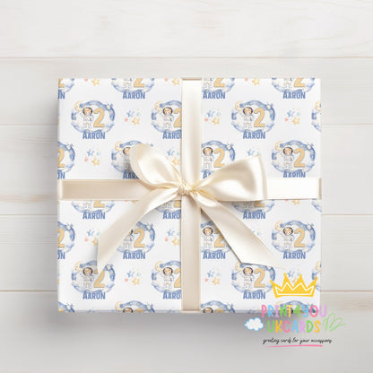 Personalised galaxy birthday wrapping paper printed to order