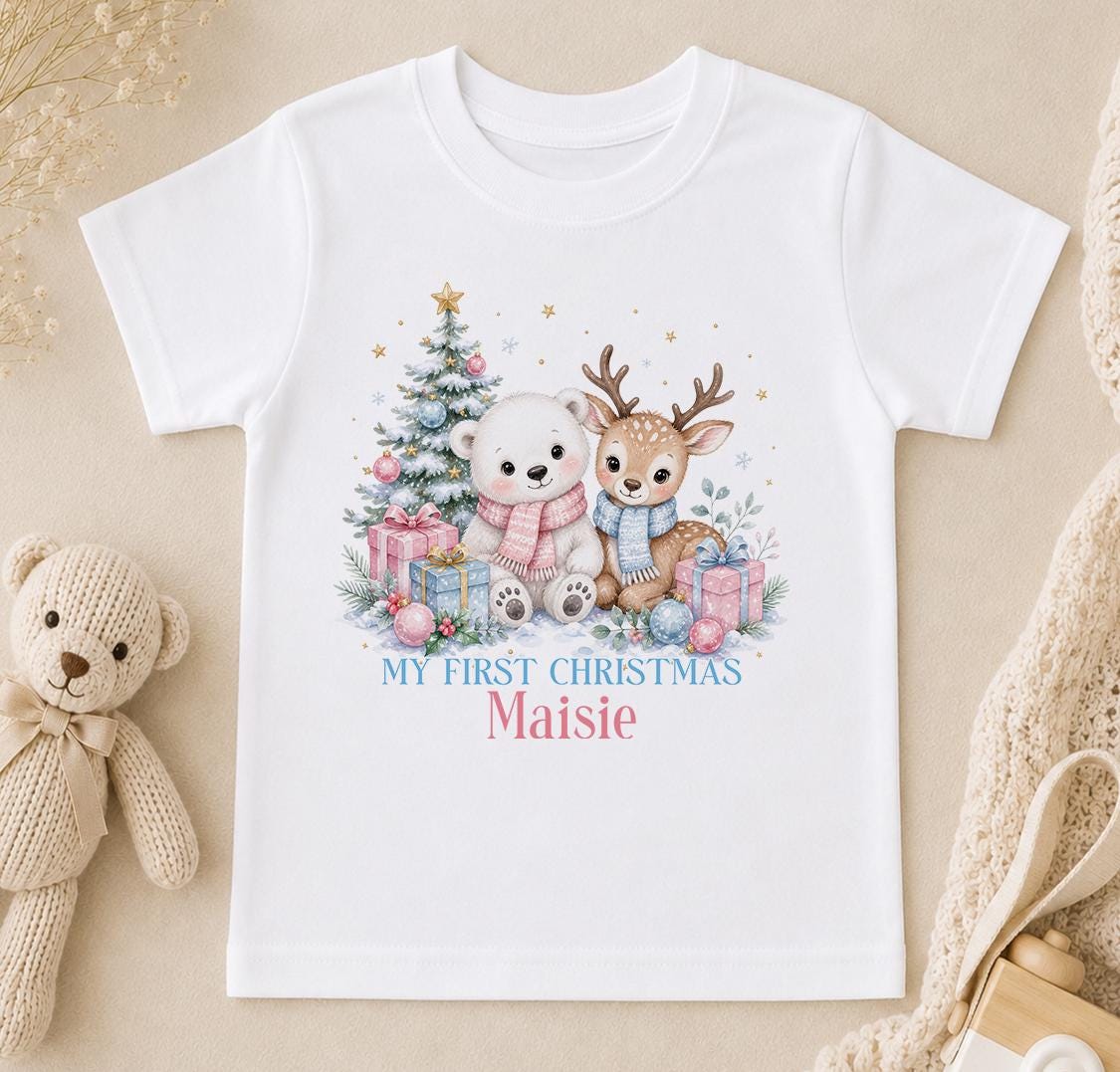 Personalised First Christmas Baby Outfit, 2026 Polar Bear Vest Gift