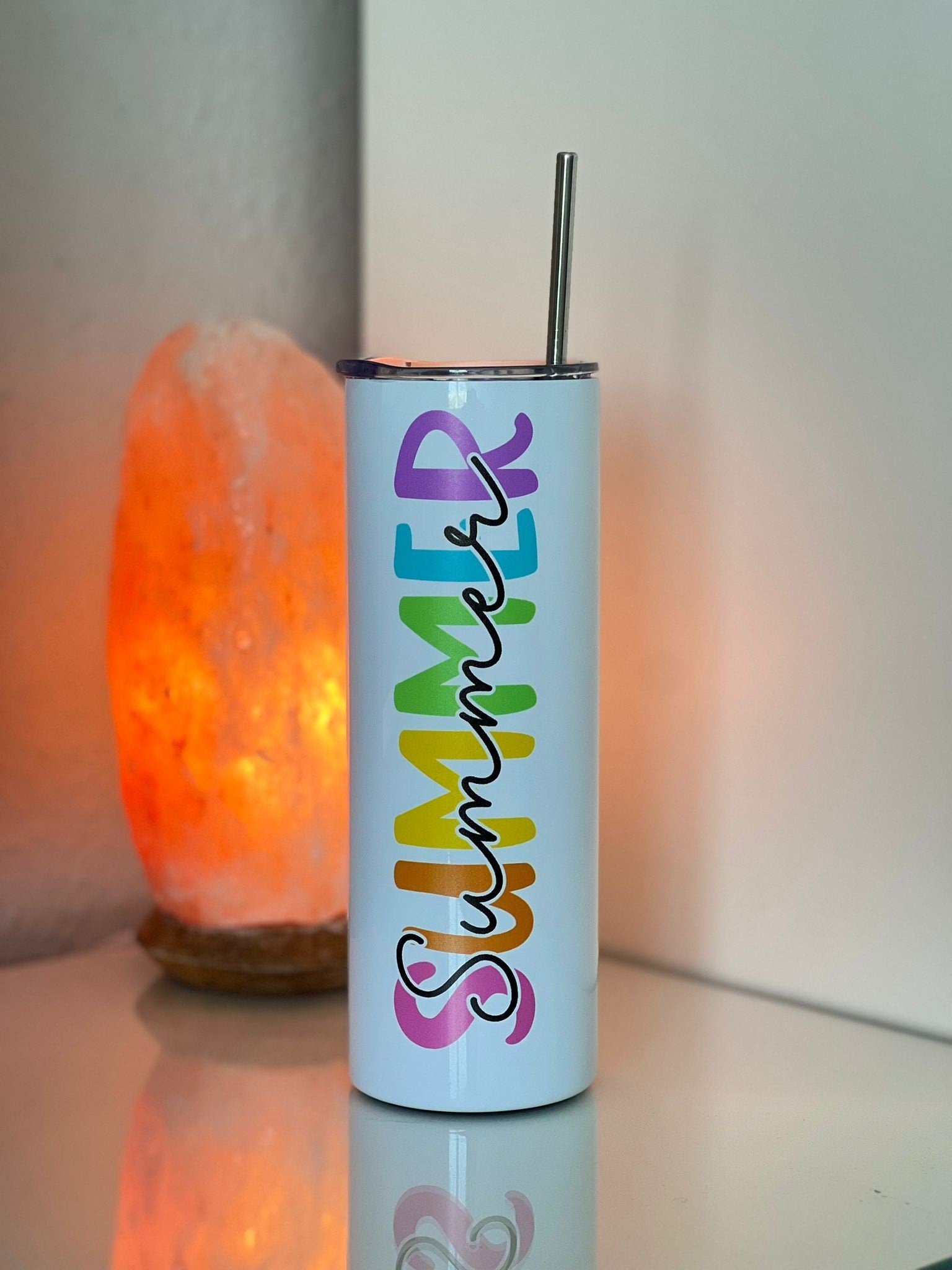 Personalised 20oz Insulated Tumbler – Colourful Rainbow Name