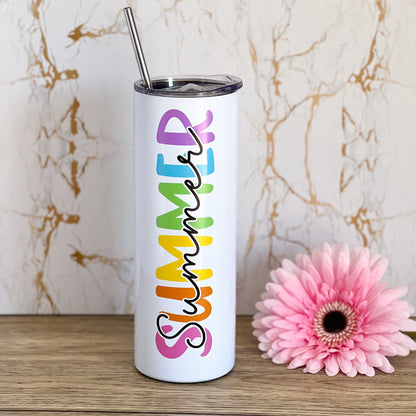 Personalised 20oz Insulated Tumbler – Colourful Rainbow Name