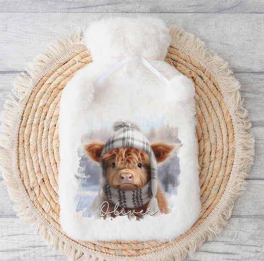 Personalised Hot Water Bottle – Christmas Gift Ideas – Fluffy Polyester Cover, Xmas Graphic - No thanks