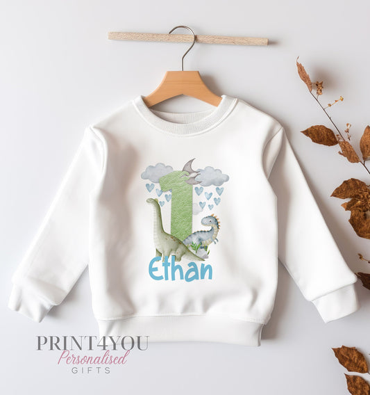 Personalised First Birthday Jumper, Birthday Sweatshirt for Children, I am One, Dinosaur 1 Jumper - 6-12m SWEATSHIRT