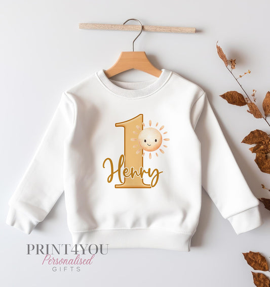 Personalised First Birthday Jumper, Birthday Sweatshirt for Children, First trip around the sun, Sun One Party - 6-12  months