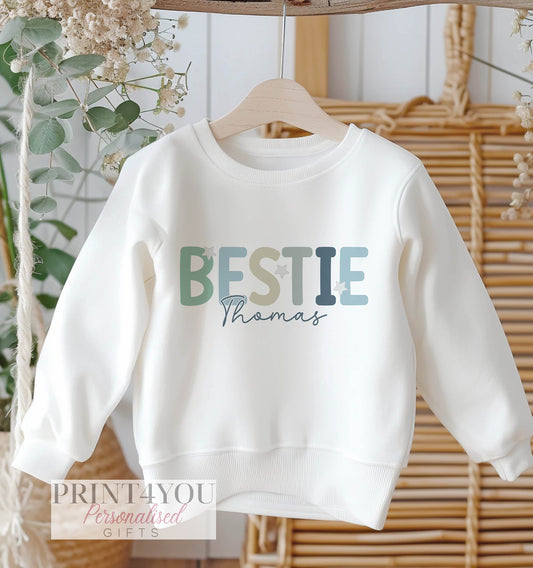 Personalised Bestie Jumper, Birthday Sweatshirt for Children, Childrens Best Friend Gift, Birthday Gift Ideas for Children, Mummys Bestie - 6-12 months