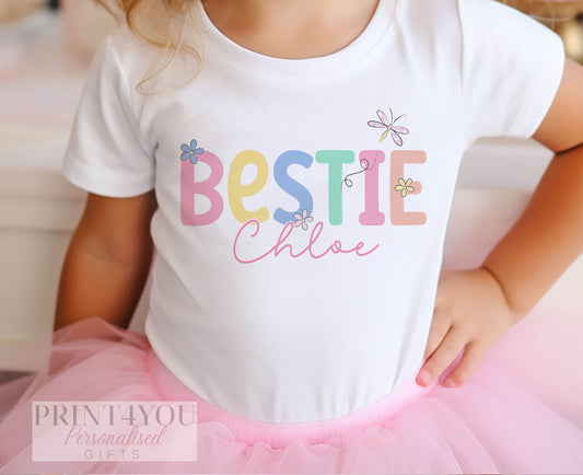 Bestie Personalised Cotton T – Shirt, Best Friends T – shirt, Gift for Children's Best Friend, Personalised Kids T – shirt - 6-12 months  T-shirt