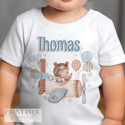 Personalised Boys Birthday T – Shirt – Custom Name, Dinosaur Tee – Breathable Cotton Top - 6-12  month