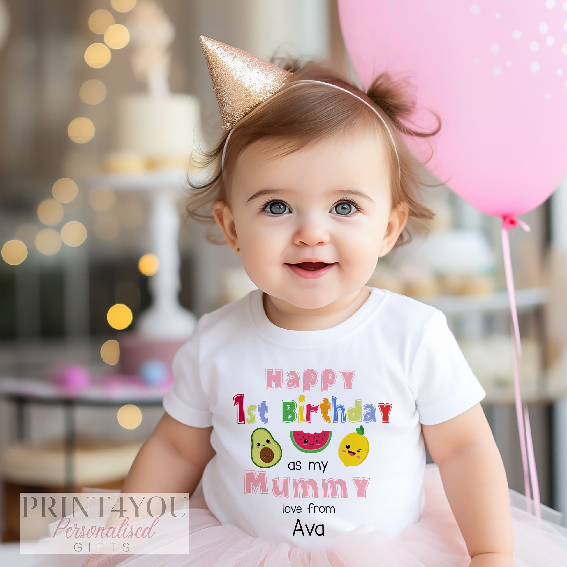 1st birthday Mummy fruit design baby t-shirt
