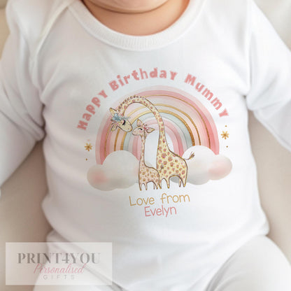 Personalised 1st birthday family member baby bib, close-up