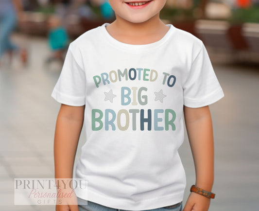 Promoted to Big Brother, Little Brother Personalised Cotton T – Shirt, LiBig brother Top, Big Brother Gift, Pregnancy Announcement, - 6-12 months  T-shirt