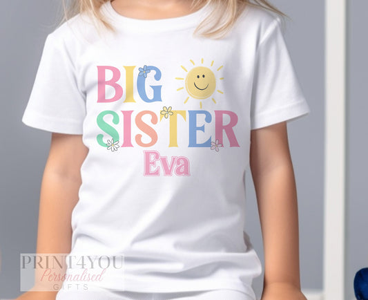 Promoted to Big Sister Sunshine Design White Personalised Cotton T – Shirt - 6-12 months  T-shirt