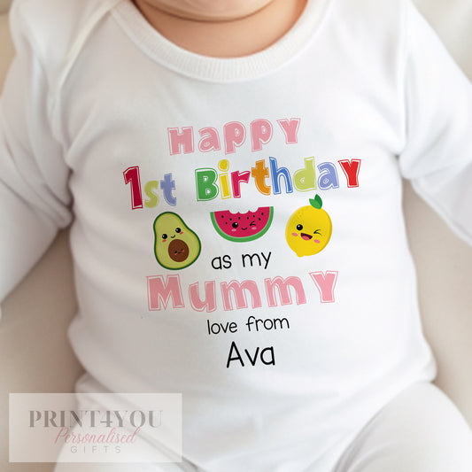 1st birthday Mummy fruit design baby bib