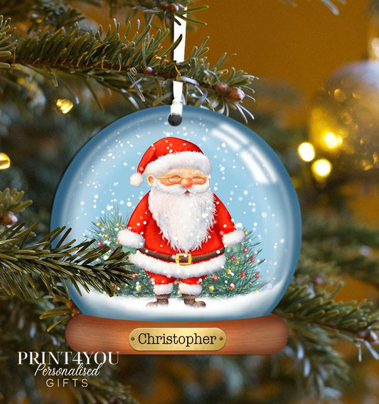 Personalised Christmas Decoration – Acrylic Bauble UV Printed Snowman Santa Reindeer