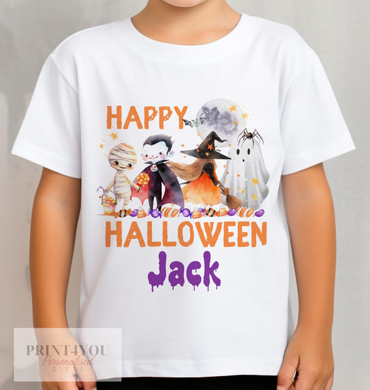 Personalised Halloween T – Shirt for Kids – All Characters Printed Cotton Tee – Spooky Graphic Shirt for Children - 6-12 months  T-shirt