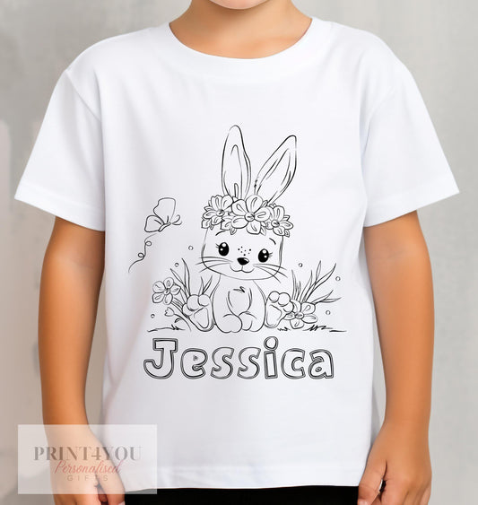 Personalised Colour In T – Shirt – Kids Activity Tee With Washable Fabric Markers – Easter Gift - 1-2 yrs