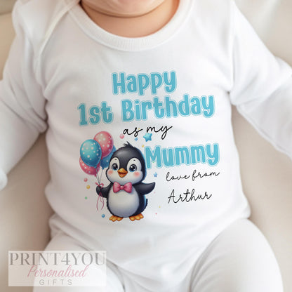 Personalised baby bib for a family member's birthday, white cotton with custom print