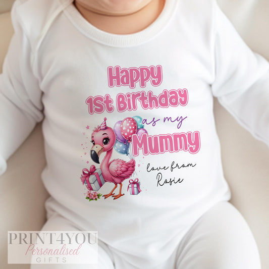 Personalised 1st birthday bib for baby, printed with name for Mummy's or Daddy's first birthday keepsake.