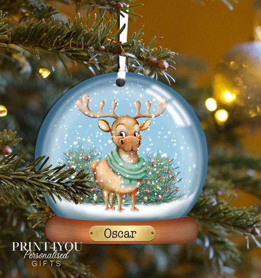 Personalised Christmas Decoration acrylic Bauble – Snowman Santa Reindeer, UV printed - No thanks