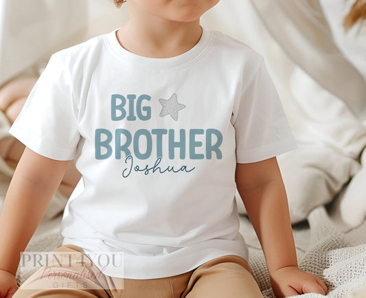 Promoted to Big Brother, New Brother Personalised Cotton T – Shirt, Big brother Top, Big Brother Gift, Pregnancy Announcement, - 6-12 months  T-shirt