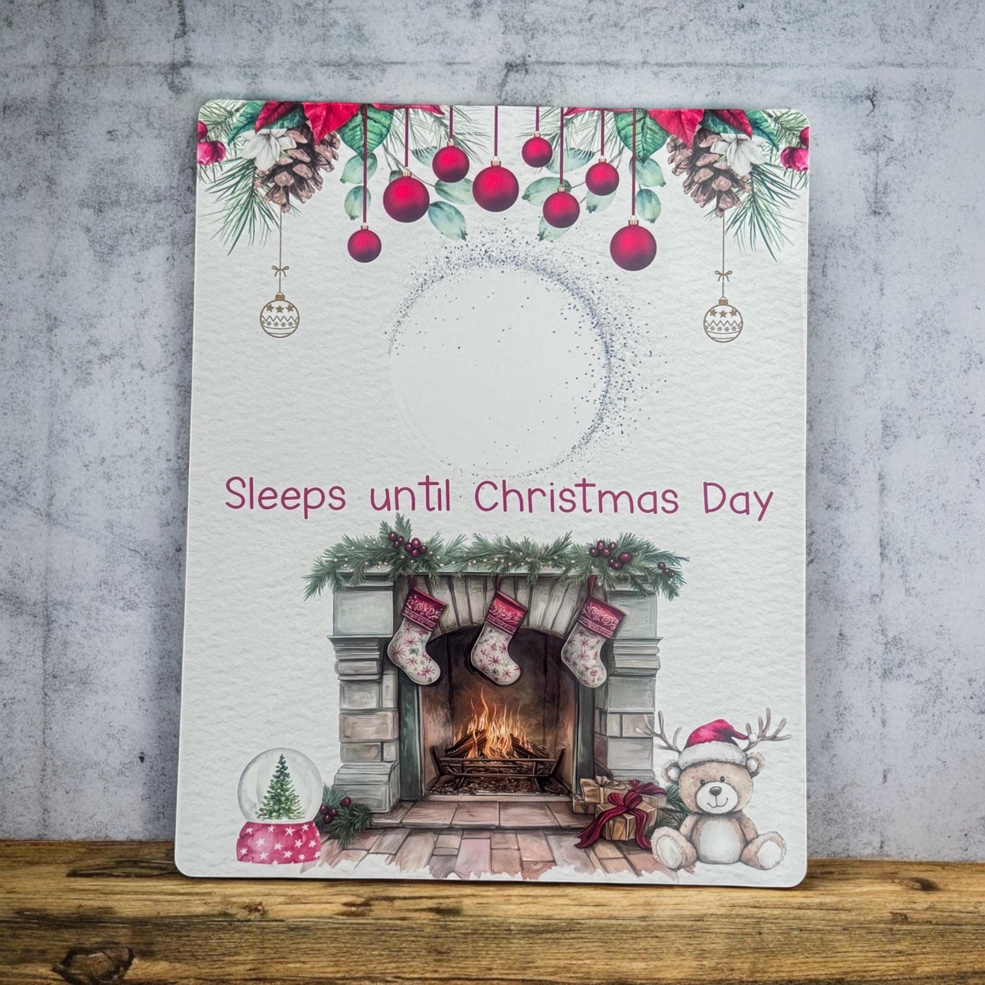 Close-up of the wipe-clean surface on the festive Christmas countdown board