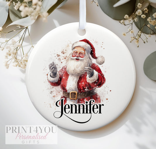 Personalised Christmas Ceramic bauble decoration, Baby's First Christmas, Magical Santa, Father Christmas - No thanks