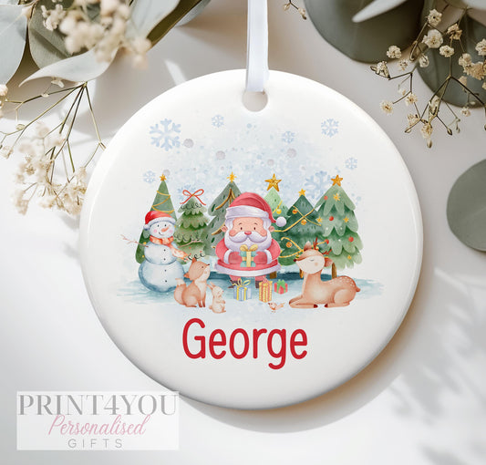 Personalised Christmas Ceramic bauble decoration, Baby's First Christmas, Santa and Trees, Father Christmas - No thanks