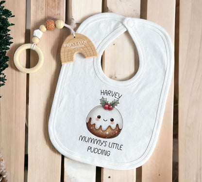 Baby's First Christmas personalised cotton set - close-up of festive printed design