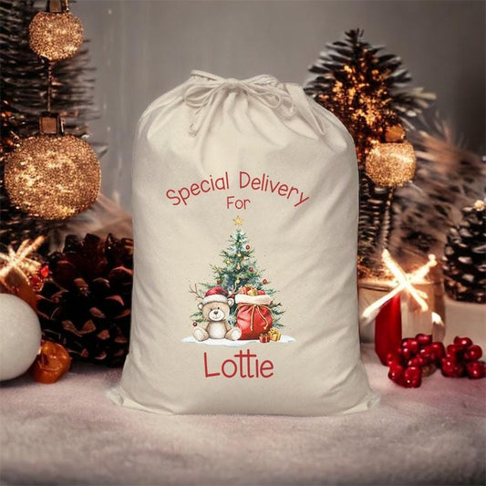 Personalised Santa Sack – Large Christmas Gift Bag – Custom Xmas Eve Box - Small