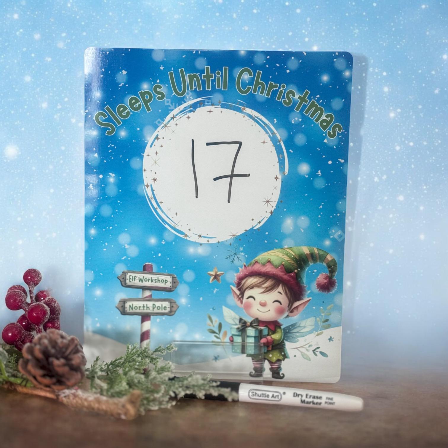 Christmas countdown magnetic advent calendar board styled with festive decorations nearby