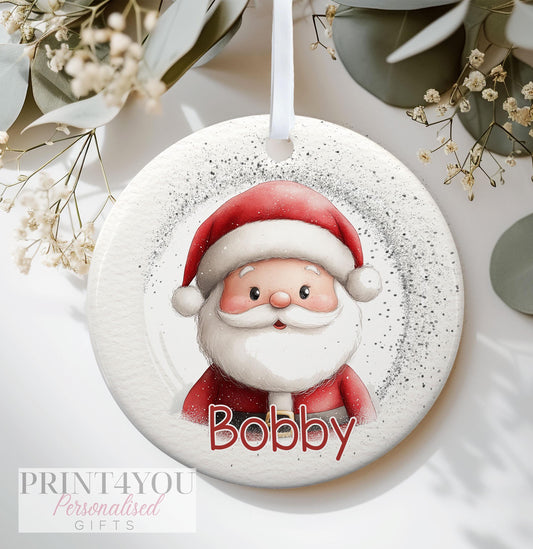 Personalised Christmas Ceramic bauble decoration, Father Christmas, Santa Exclusive Design, Baby's First Christmas, - No thanks