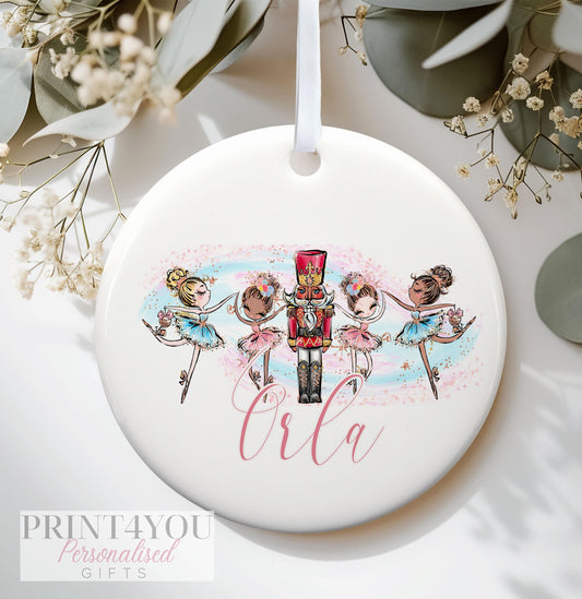 Personalised Christmas Ceramic bauble decoration, The Nutcracker, Gift for Girls, Stocking Filler, Xmas Eve Box ideas - No thanks