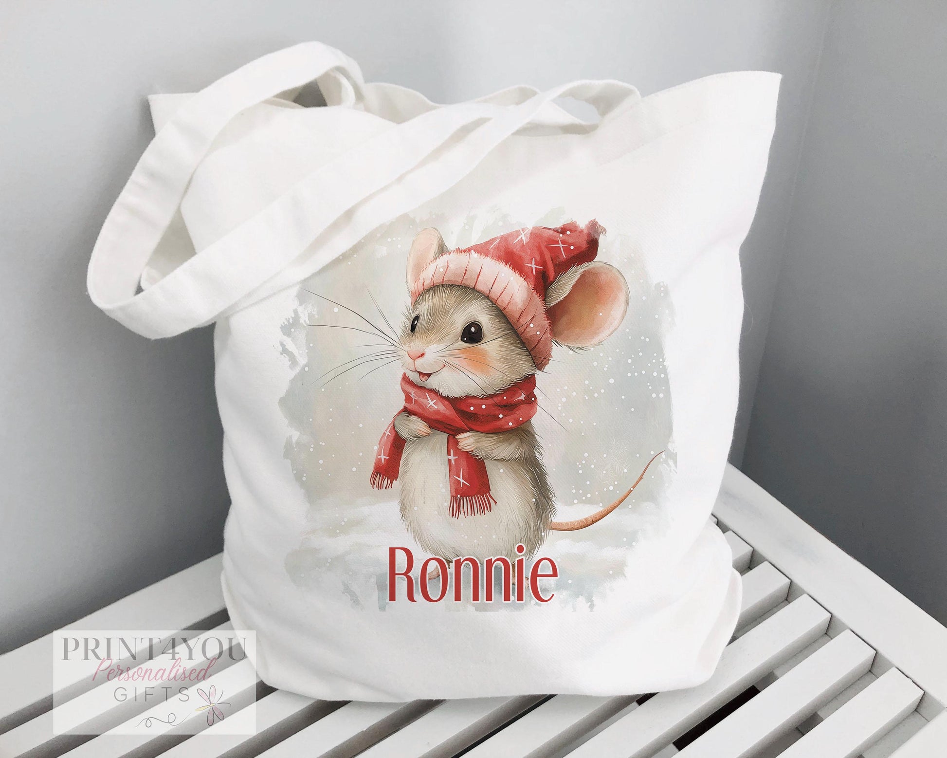 Plain white cotton shoulder tote bag, reusable eco-friendly shopper