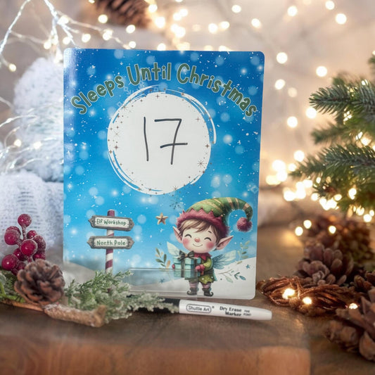 Christmas Countdown Board – Magnetic Wipe Clean Advent Calendar With Elf Arrival Gift - Board Only