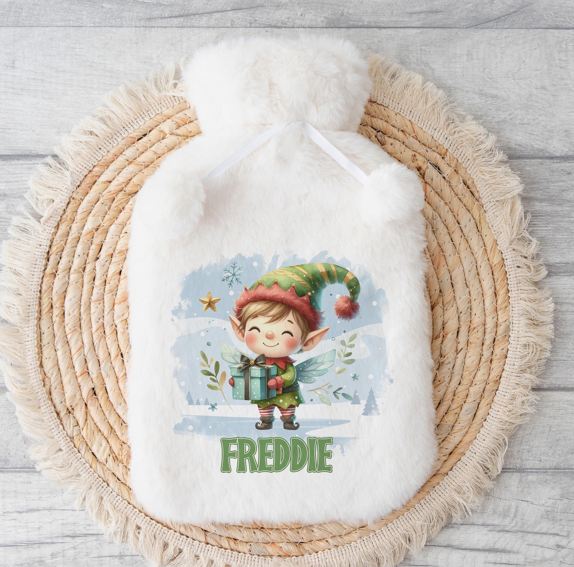 Personalised Hot Water Bottle – Christmas Hot Water Bottle With Fluffy Cover, Custom Gift - No thanks