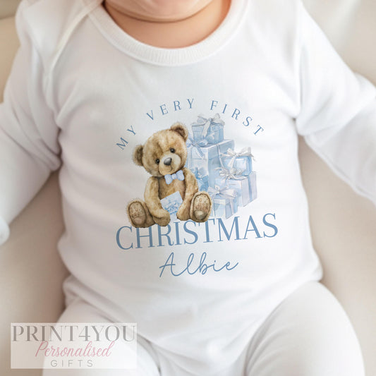 Personalised baby's first Christmas bib, personalised with your wording