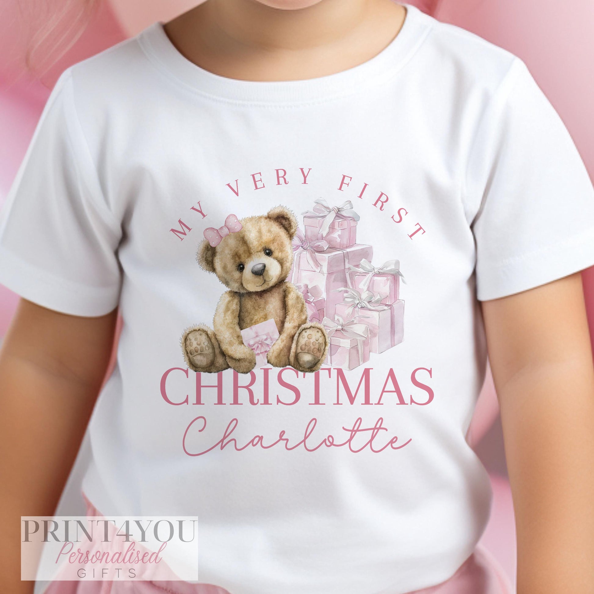 Personalised baby's first Christmas vest with custom name, festive design