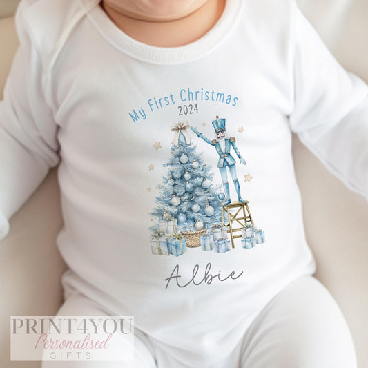 Personalised first Christmas baby bib with custom name print