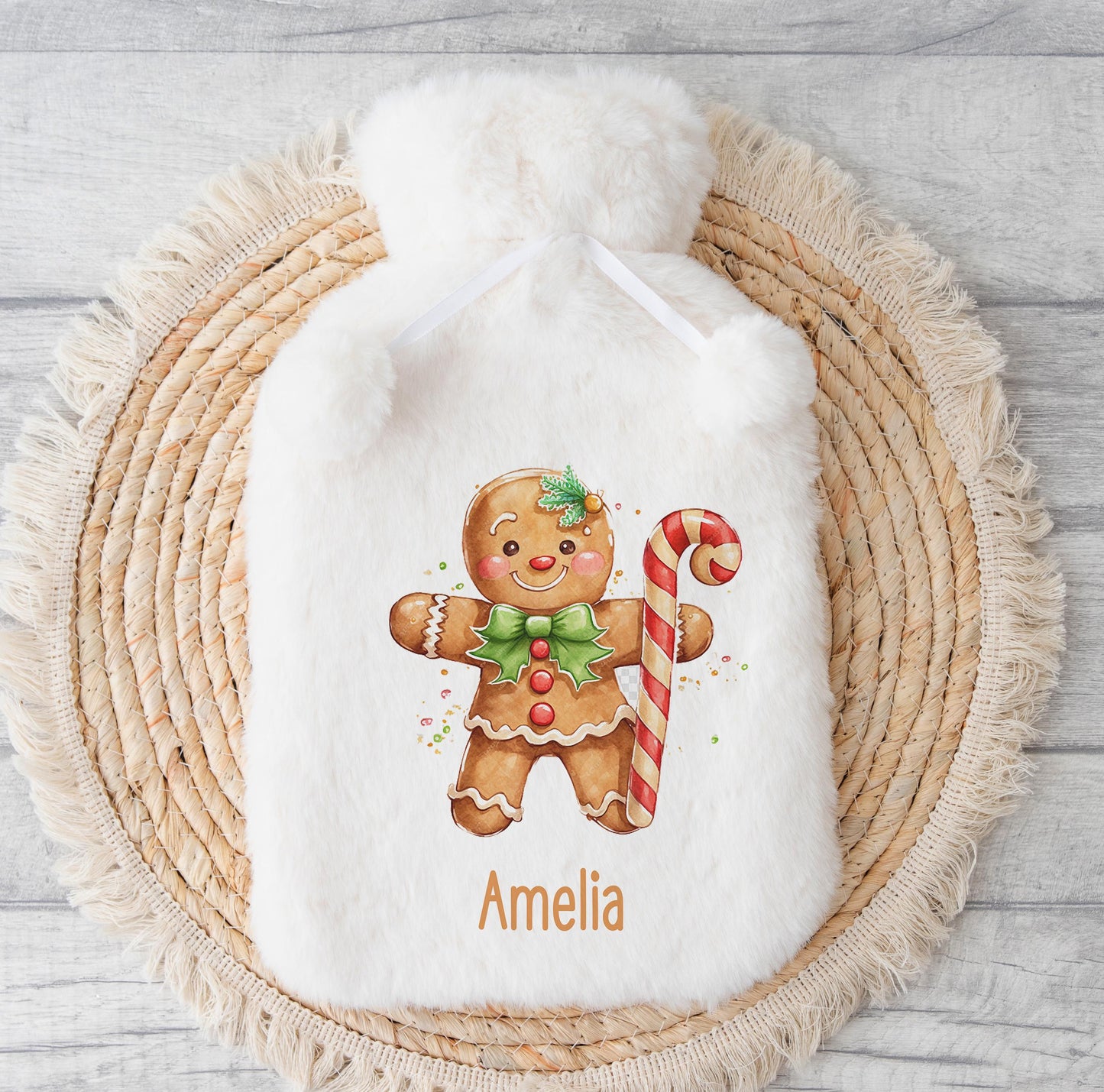 Personalised Hot Water Bottle – Christmas Gift Ideas – Fluffy Water Bottle Cozy - No thanks