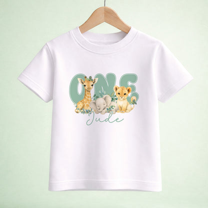 Personalised Safari 1st Birthday Shirt or Sweatshirt – Jungle ONE Outfit - 6-12m SWEATSHIRT
