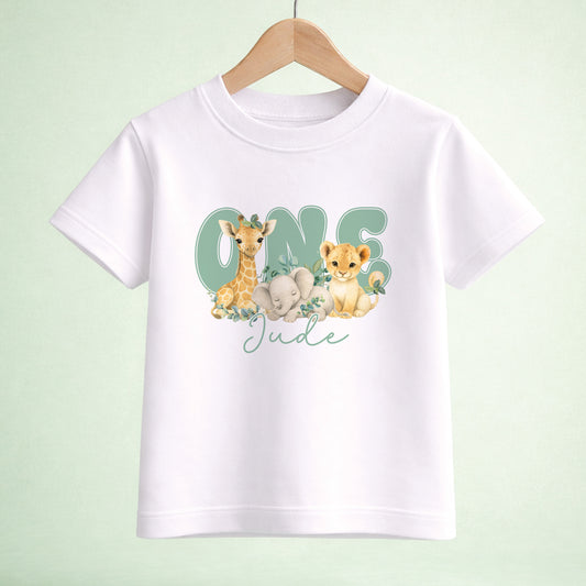 Personalised Safari 1st Birthday Shirt or Sweatshirt – Jungle ONE Outfit - 6-12m SWEATSHIRT