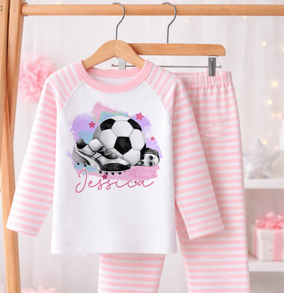 Personalised girls football pyjamas with custom name print