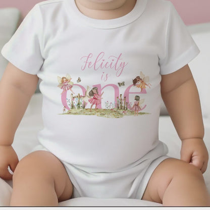 Personalised Fairytale Fairies First Birthday Outfit – Baby Girl's Enchanted 1st Birthday Keepsake