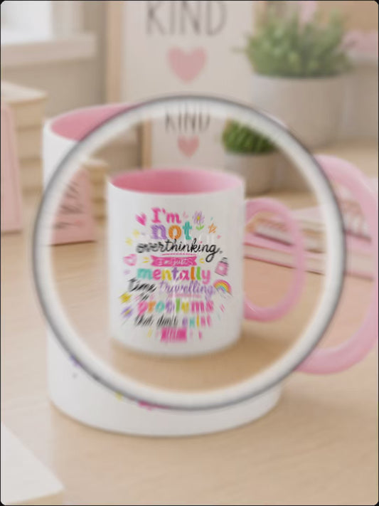 Funny Anxiety Mug – Pink Coffee Mug, Snack Lover Gift