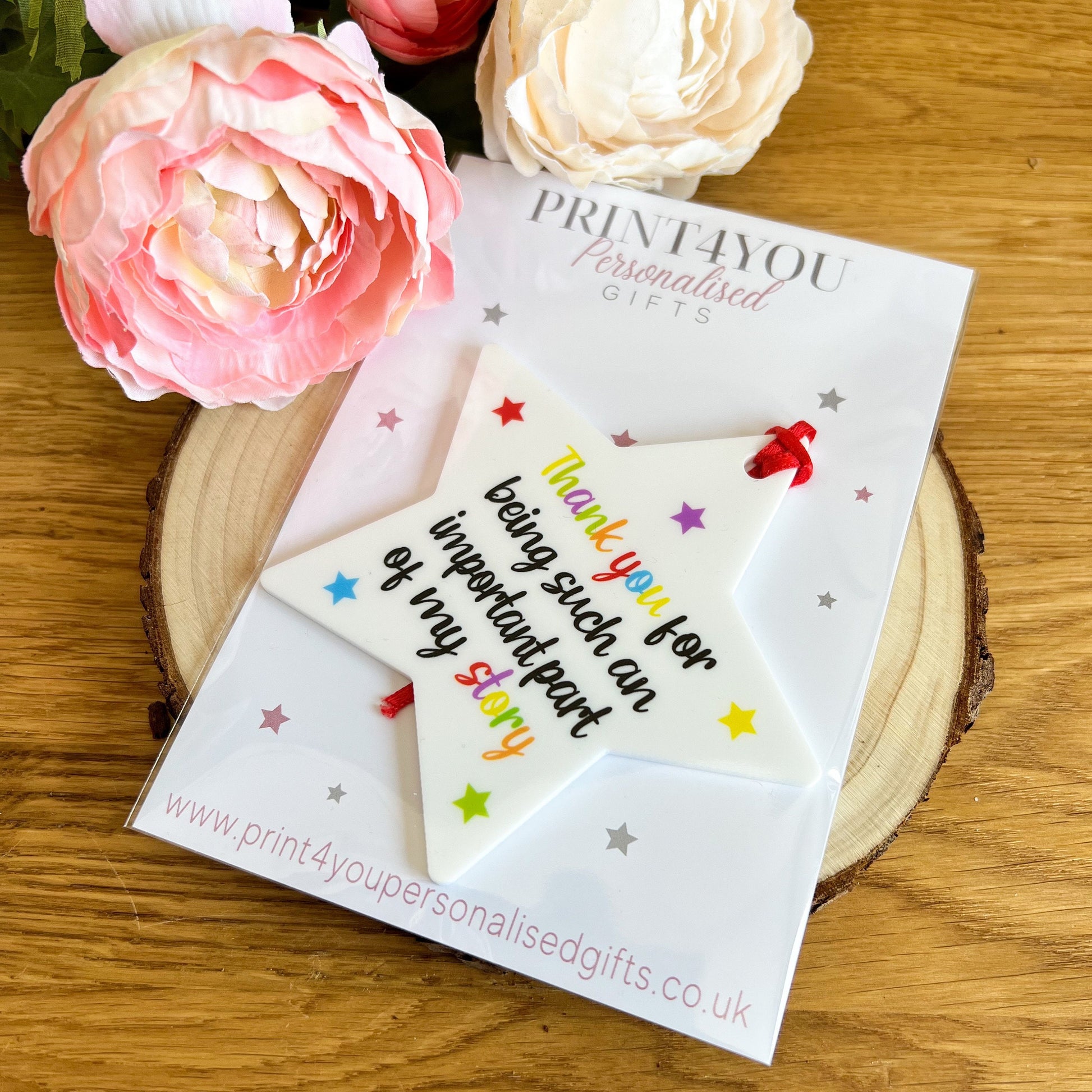 Thank you for being such an important part of my story rainbow star white acrylic hanging decoration teacher teaching assistant gift - No thanks