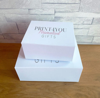 Personalised Reindeer & Santa Christmas Eve keepsake box with custom name, medium magnetic gift box 16x20x8cm