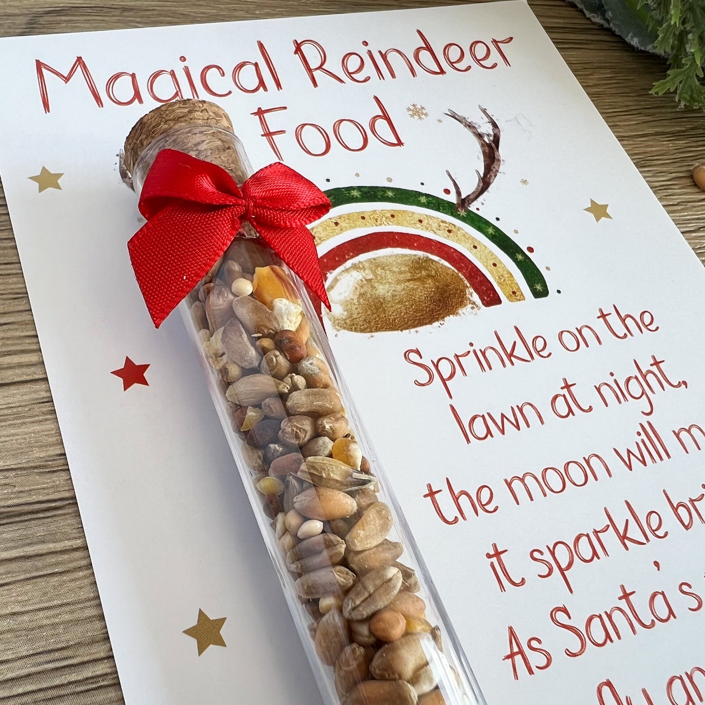 Christmas Eve Box Filler Reindeer Food in Wildlife – Friendly Plastic Tube with Cork